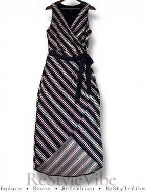 WHITE HOUSE BLACK MARKET Women’s Size M Dress Maxi High Low Faux Wrap Stretch